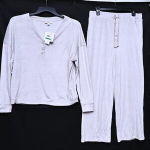 Roudelain Women's Long-Sleeve Ribbed Velour Pajama Set Women's Size L NWTS